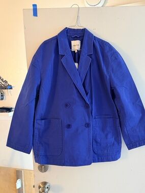 Blue Double-Breasted Cotton Jacket
